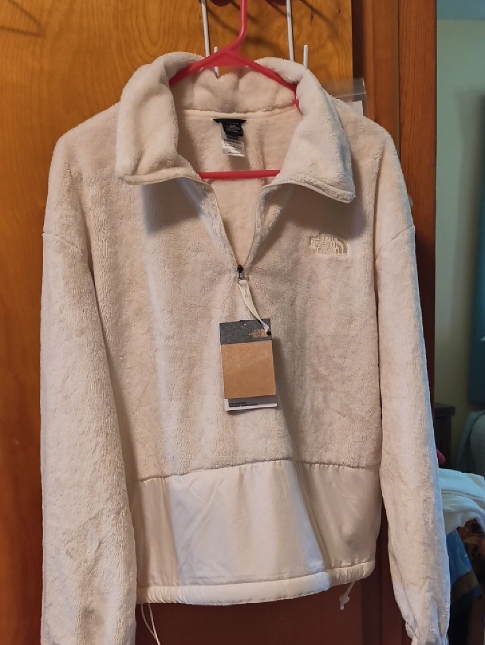The North Face Cream Plush Half-Zip Teddy Pullover